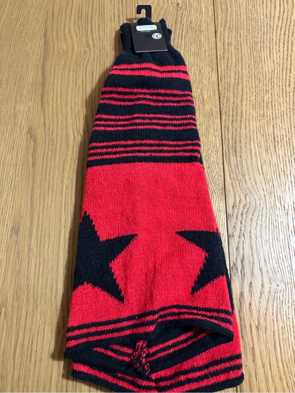 Hot Topic Black Knit Leg Warmers with Red Accent